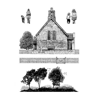 Crafty Individuals Rubber Stamp - Red Brick Church